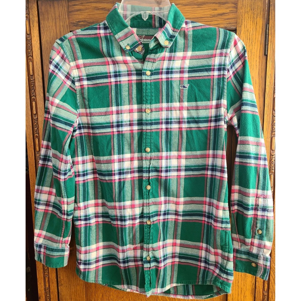 Vineyard Vines Boys Plaid Whale Shirt Button Down Medium 3W001508
